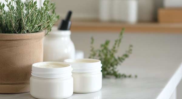 Body Butters Sitting on a Kitchen Counter.