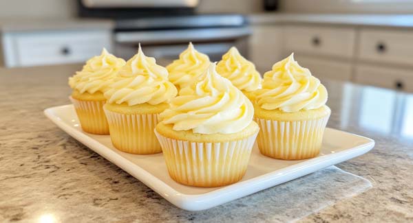 Homemade Lemon Cupcakes and Frosting.