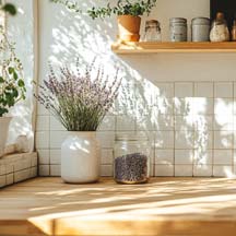 Lavender in a Vase and Dried Lavender in a Jar.